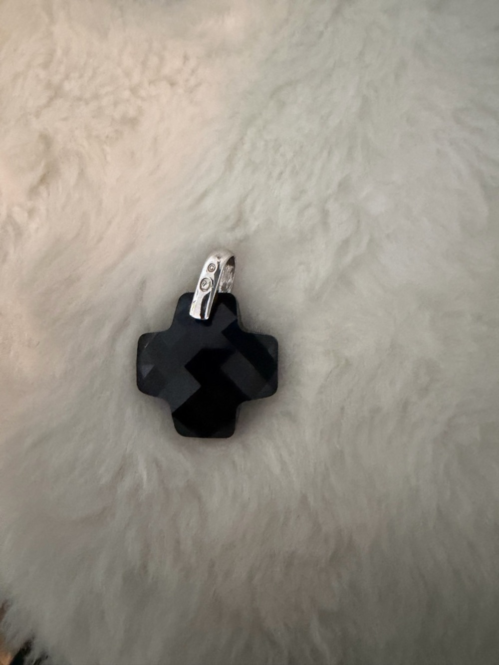 Swarovski Black Cross Crystal Pendant with Silver Bail